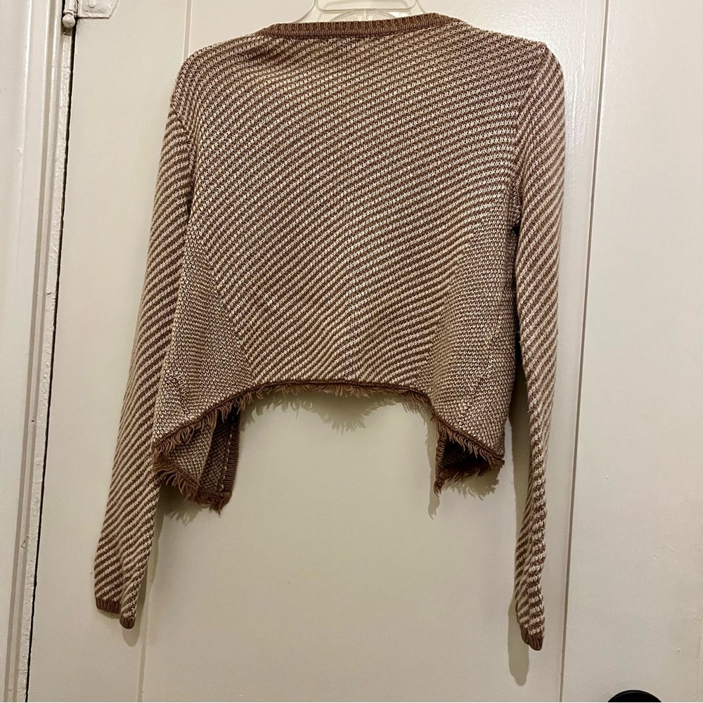 BP Cropped Striped Brown and Cream Women's Sweater - Size M - Picture 3 of 8